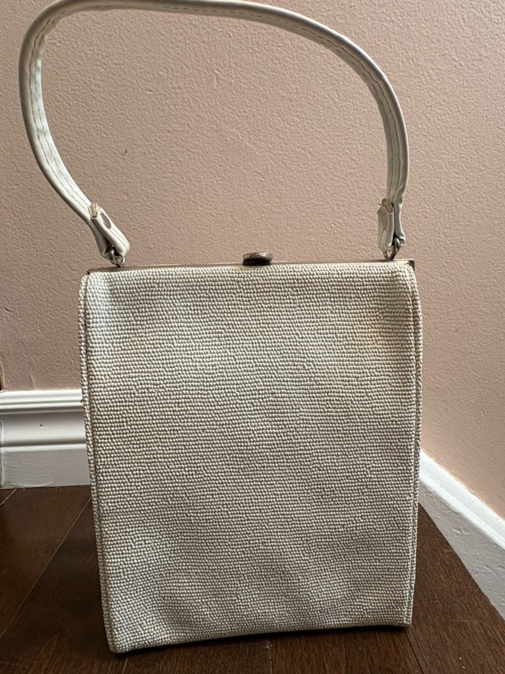 Classic Cream Structured Top-Handle Women's Bag